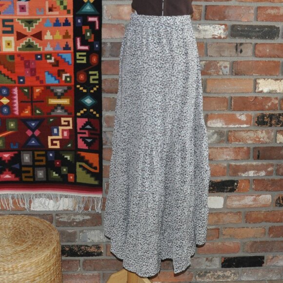 Big Hit Calico Floral Prairie Skirt Tiered Ruffle High Low Maxi Hippie Boho S - Picture 3 of 7